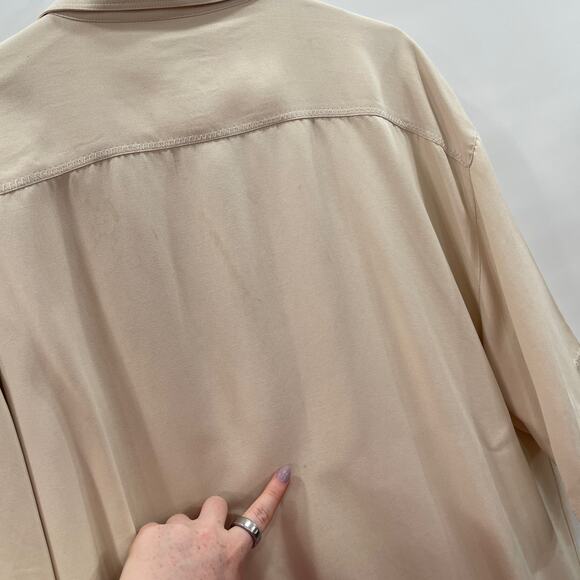 Tommy Bahama Shirt XL Tan Silk Button Down Short Sleeve Camp Casual Resort Wear - Picture 8 of 13